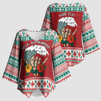 Shaka Sign Skull Mele Kalikimaka Personalized Kimono Sleeve Blouse Hawaiian Quilt Pattern - Polynesian Pride