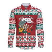 Shaka Sign Skull Mele Kalikimaka Personalized Long Sleeve Button Shirt Hawaiian Quilt Pattern - Polynesian Pride