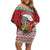 Shaka Sign Skull Mele Kalikimaka Personalized Off Shoulder Short Dress Hawaiian Quilt Pattern - Polynesian Pride