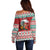 Shaka Sign Skull Mele Kalikimaka Personalized Off Shoulder Sweater Hawaiian Quilt Pattern - Polynesian Pride