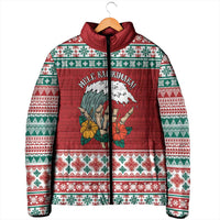 Shaka Sign Skull Mele Kalikimaka Personalized Padded Jacket Hawaiian Quilt Pattern - Polynesian Pride