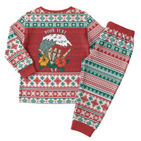 Shaka Sign Skull Mele Kalikimaka Personalized Christmas Pajama Set Hawaiian Quilt Pattern - Polynesian Pride