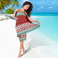 Shaka Sign Skull Mele Kalikimaka Personalized Sarong Hawaiian Quilt Pattern - Polynesian Pride