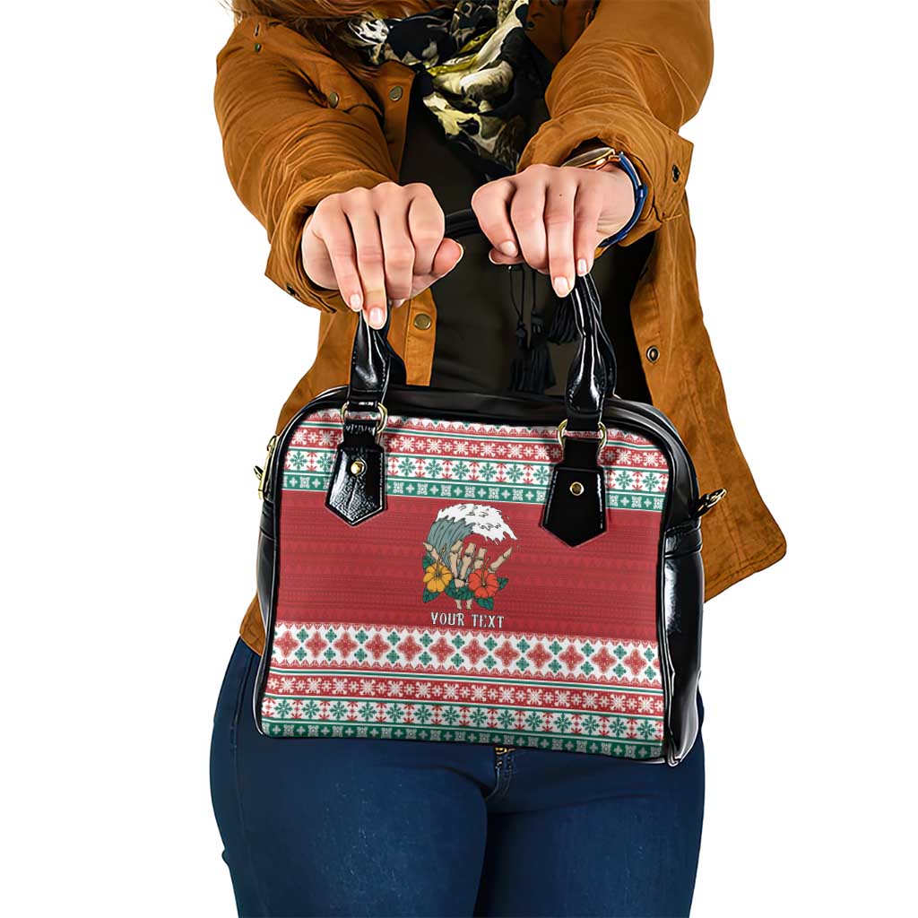 Shaka Sign Skull Mele Kalikimaka Personalized Shoulder Handbag Hawaiian Quilt Pattern - Polynesian Pride