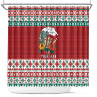 Shaka Sign Skull Mele Kalikimaka Personalized Shower Curtain Hawaiian Quilt Pattern - Polynesian Pride