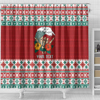 Shaka Sign Skull Mele Kalikimaka Personalized Shower Curtain Hawaiian Quilt Pattern - Polynesian Pride