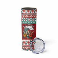 Shaka Sign Skull Mele Kalikimaka Personalized Skinny Tumbler Hawaiian Quilt Pattern - Polynesian Pride