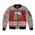Shaka Sign Skull Mele Kalikimaka Personalized Sleeve Zip Bomber Jacket Hawaiian Quilt Pattern - Polynesian Pride