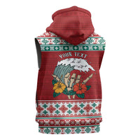 Shaka Sign Skull Mele Kalikimaka Personalized Sleeveless Zip Hoodie Hawaiian Quilt Pattern - Polynesian Pride