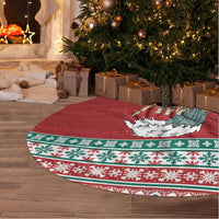 Shaka Sign Skull Mele Kalikimaka Personalized Tree Skirt Hawaiian Quilt Pattern - Polynesian Pride