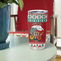 Shaka Sign Skull Mele Kalikimaka Personalized Tumbler Cup Hawaiian Quilt Pattern - Polynesian Pride