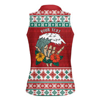 Shaka Sign Skull Mele Kalikimaka Personalized Women Sleeveless Polo Shirt Hawaiian Quilt Pattern - Polynesian Pride