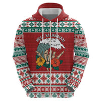 Shaka Sign Skull Mele Kalikimaka Personalized Zip Hoodie Hawaiian Quilt Pattern - Polynesian Pride