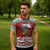 Shaka Sign Skull Mele Kalikimaka Personalized Zipper Polo Shirt Hawaiian Quilt Pattern - Polynesian Pride