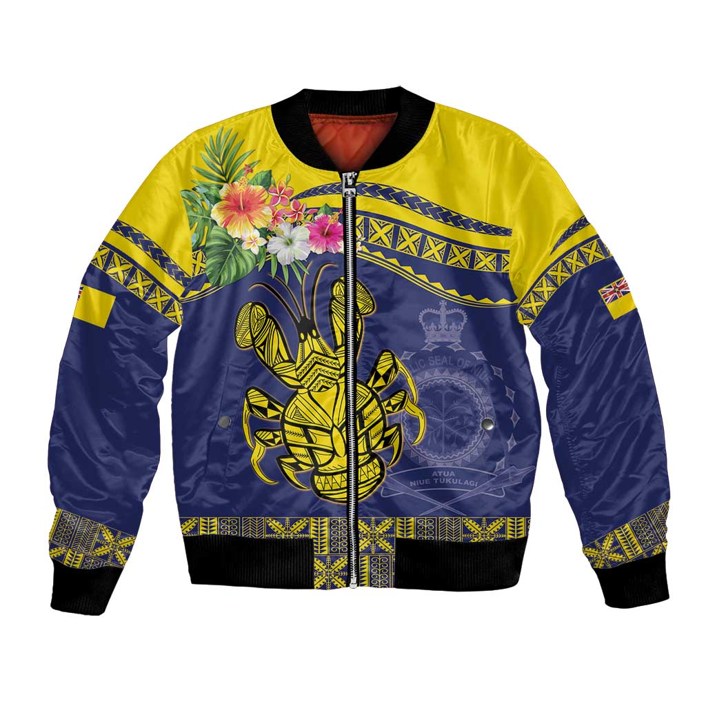 Niue Coconut Crab Bomber Jacket Rock of Polynesia LT9 Unisex Gold - Polynesian Pride