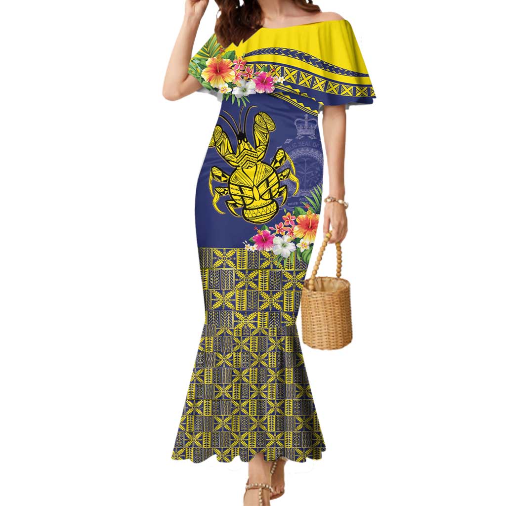 Niue Coconut Crab Mermaid Dress Rock of Polynesia LT9 Women Gold - Polynesian Pride