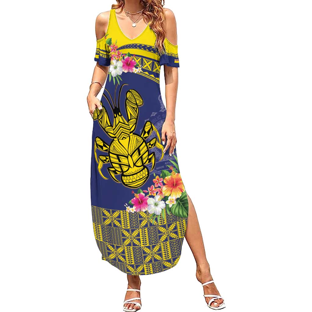 Niue Coconut Crab Summer Maxi Dress Rock of Polynesia LT9 Women Gold - Polynesian Pride