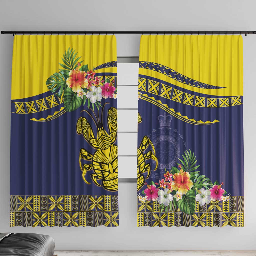 Niue Coconut Crab Window Curtain Rock of Polynesia LT9 With Hooks Gold - Polynesian Pride