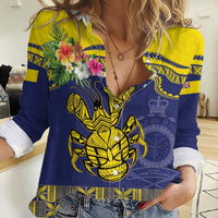 Niue Coconut Crab Women Casual Shirt Rock of Polynesia