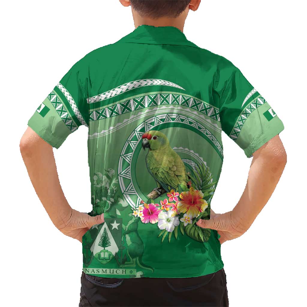 Norfolk Parakeet Tropical Family Matching Short Sleeve Bodycon Dress and Hawaiian Shirt Norfolk Island Tribal Pattern LT9 - Polynesian Pride