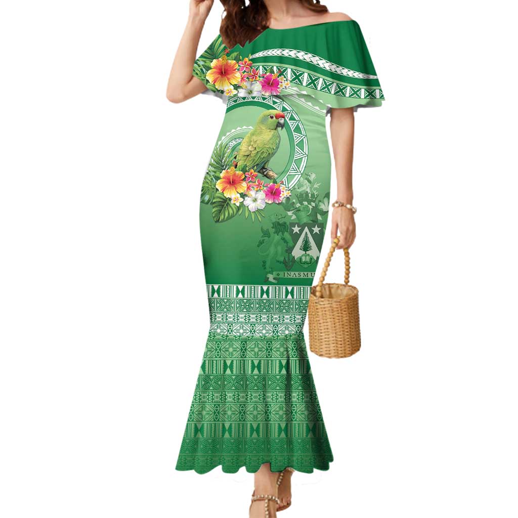 Norfolk Parakeet Tropical Mermaid Dress Norfolk Island Tribal Pattern LT9 Women Green - Polynesian Pride