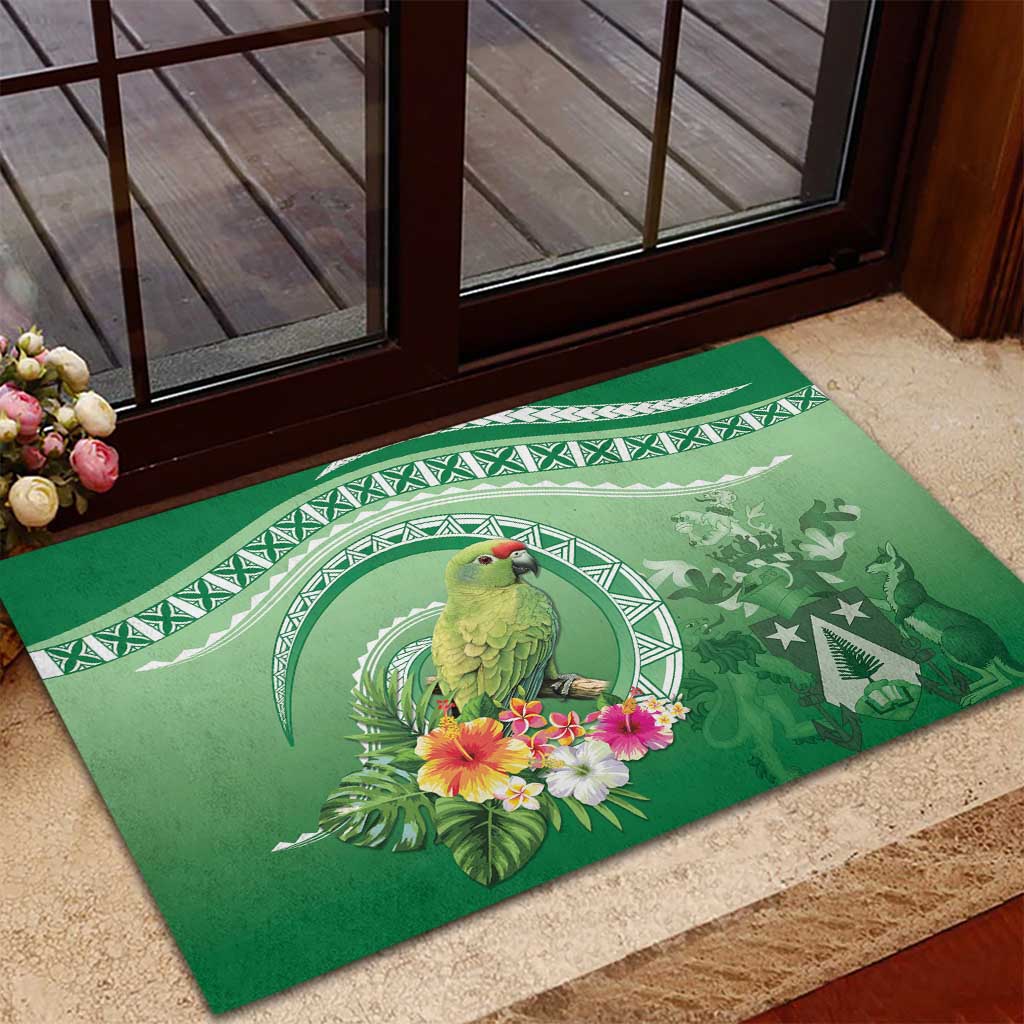 Norfolk Parakeet Tropical Rubber Doormat Norfolk Island Tribal Pattern