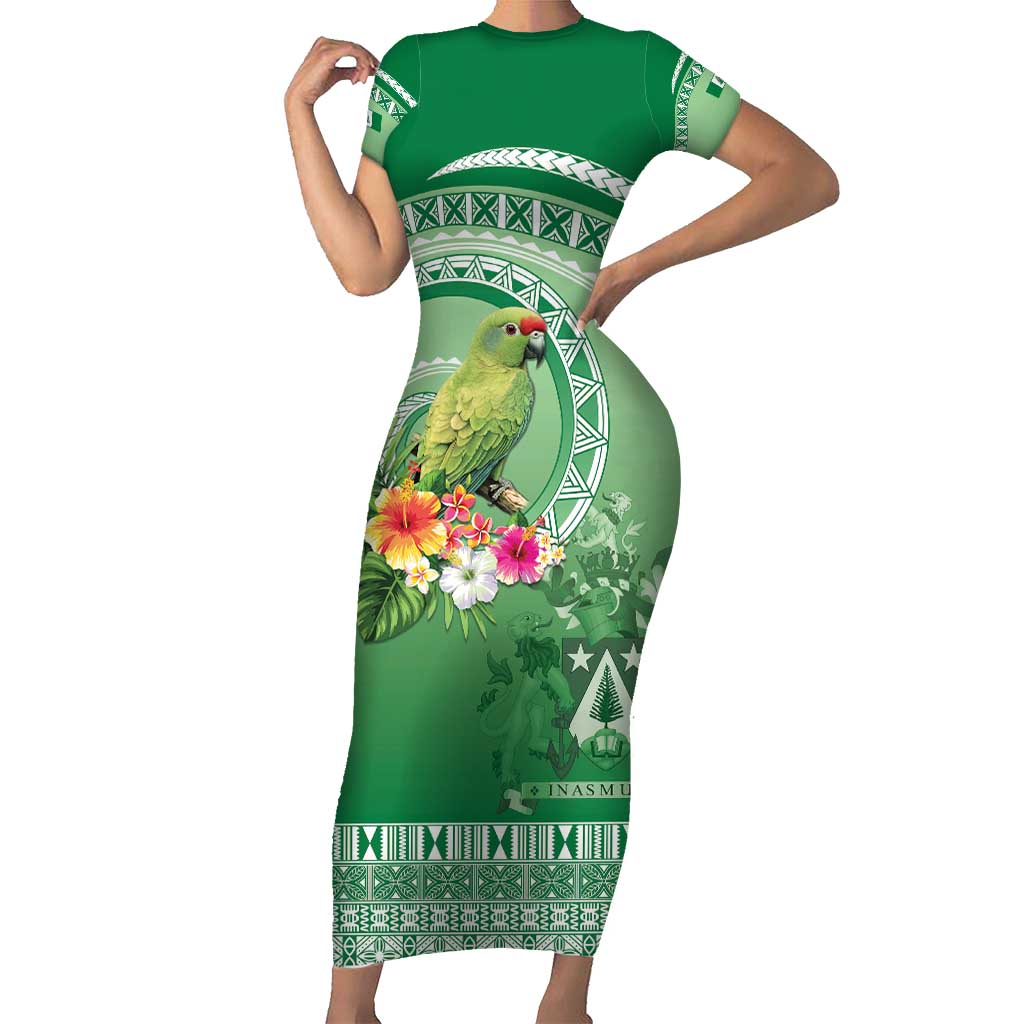 Norfolk Parakeet Tropical Short Sleeve Bodycon Dress Norfolk Island Tr
