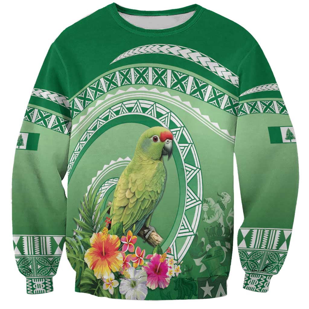 Norfolk Parakeet Tropical Sweatshirt Norfolk Island Tribal Pattern LT9 Unisex Green - Polynesian Pride