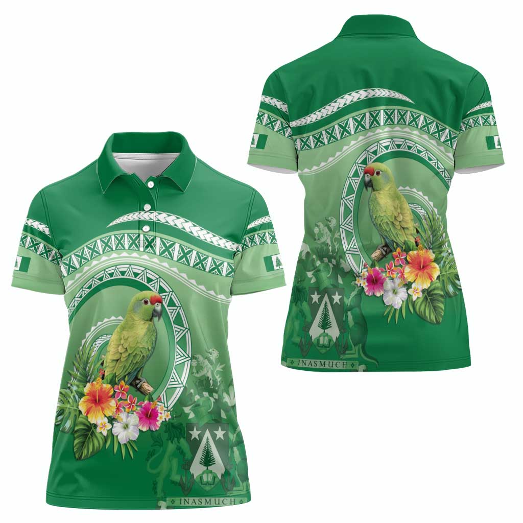 Norfolk Parakeet Tropical Women Polo Shirt Norfolk Island Tribal Pattern