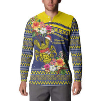 Monuina e Kilisimasi Niue Christmas Button Sweatshirt Niuean Tribal Pattern
