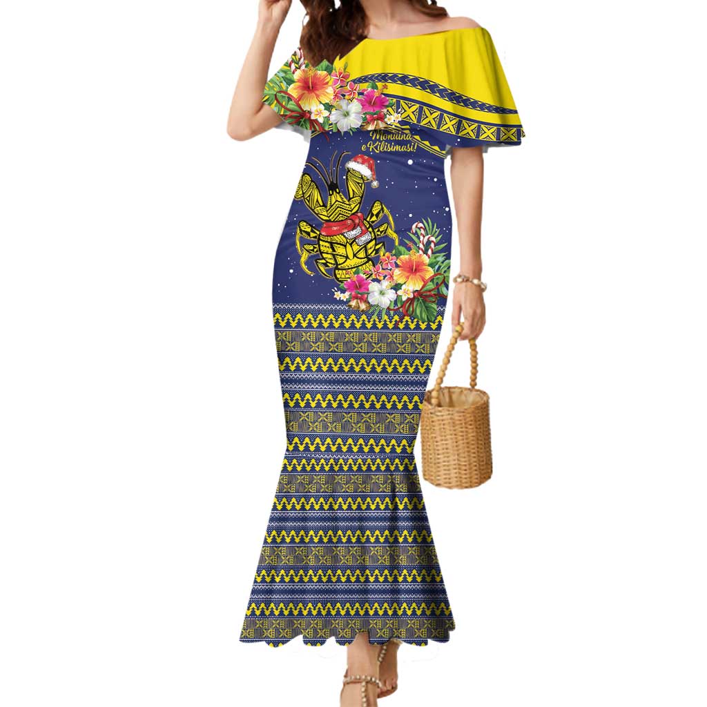 Monuina e Kilisimasi Niue Christmas Mermaid Dress Niuean Tribal Pattern LT9 Women Gold - Polynesian Pride