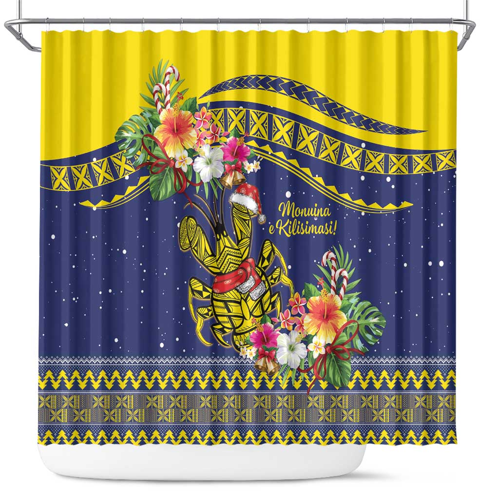 Monuina e Kilisimasi Niue Christmas Shower Curtain Niuean Tribal Pattern LT9 Gold - Polynesian Pride