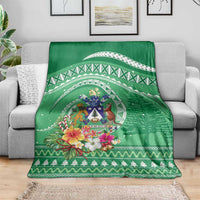 Norfolk Island Pine Tree Christmas Blanket Coat of Arm and Polynesian Pattern