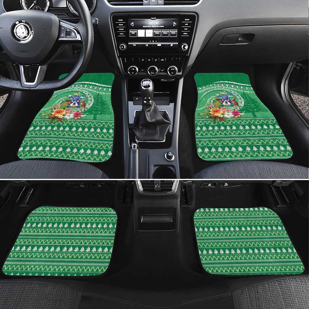 Norfolk Island Pine Tree Christmas Car Mats Coat of Arm and Polynesian Pattern LT9 Set 4pcs Green - Polynesian Pride
