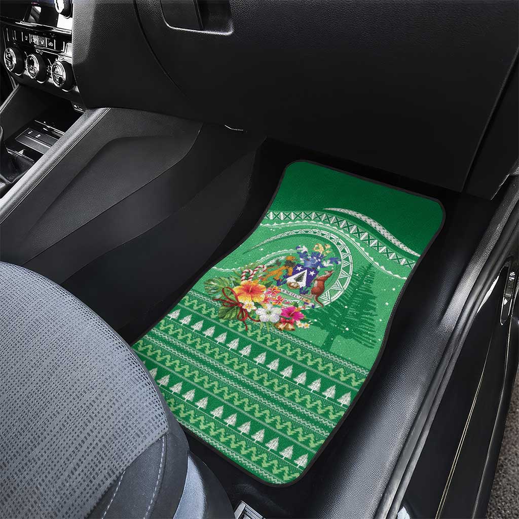 Norfolk Island Pine Tree Christmas Car Mats Coat of Arm and Polynesian Pattern LT9 - Polynesian Pride