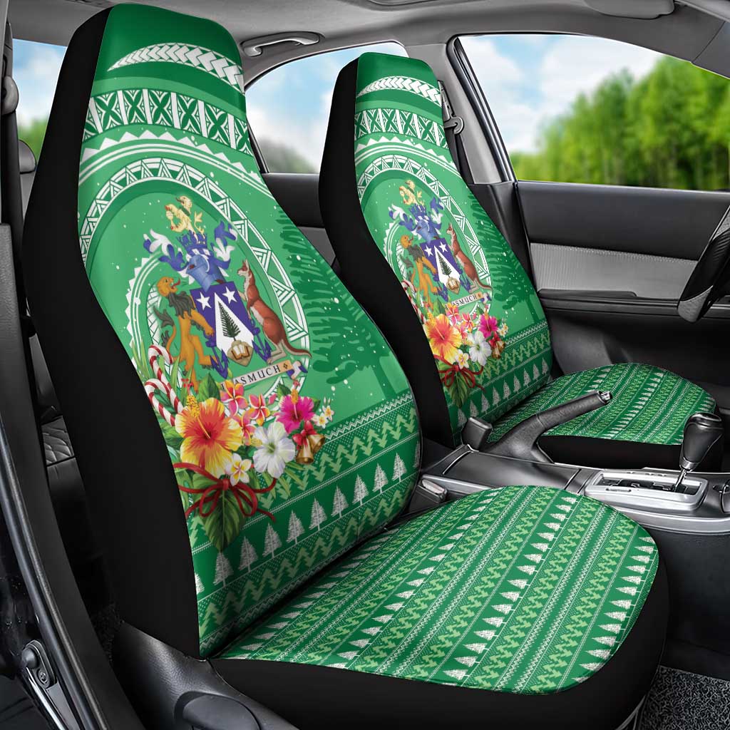 Norfolk Island Pine Tree Christmas Car Seat Cover Coat of Arm and Polynesian Pattern LT9 - Polynesian Pride