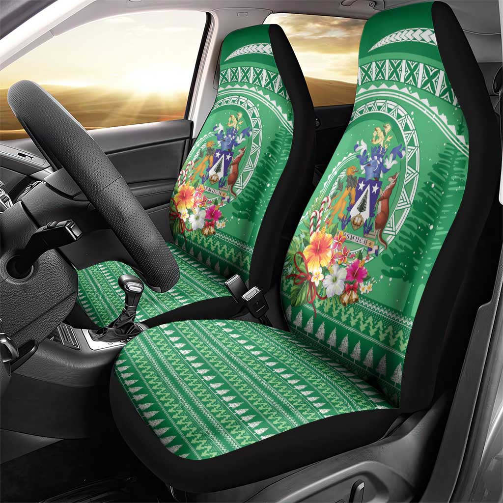 Norfolk Island Pine Tree Christmas Car Seat Cover Coat of Arm and Polynesian Pattern LT9 - Polynesian Pride