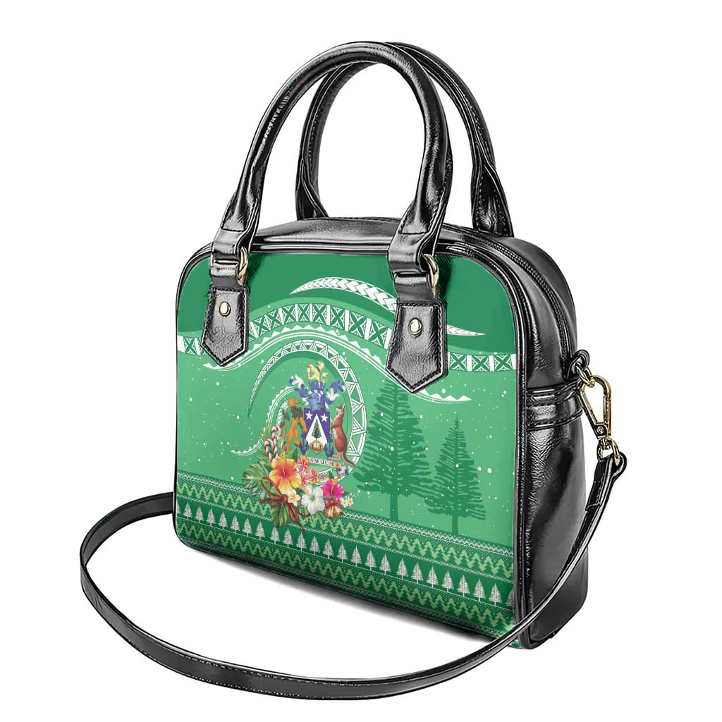 Norfolk Island Pine Tree Christmas Shoulder Handbag Coat of Arm and Polynesian Pattern LT9 - Polynesian Pride