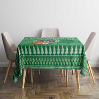 Norfolk Island Pine Tree Christmas Tablecloth Coat of Arm and Polynesian Pattern