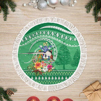 Norfolk Islands Pine Tree Christmas Tree Skirt Coat of Arm and Polynesian Pattern