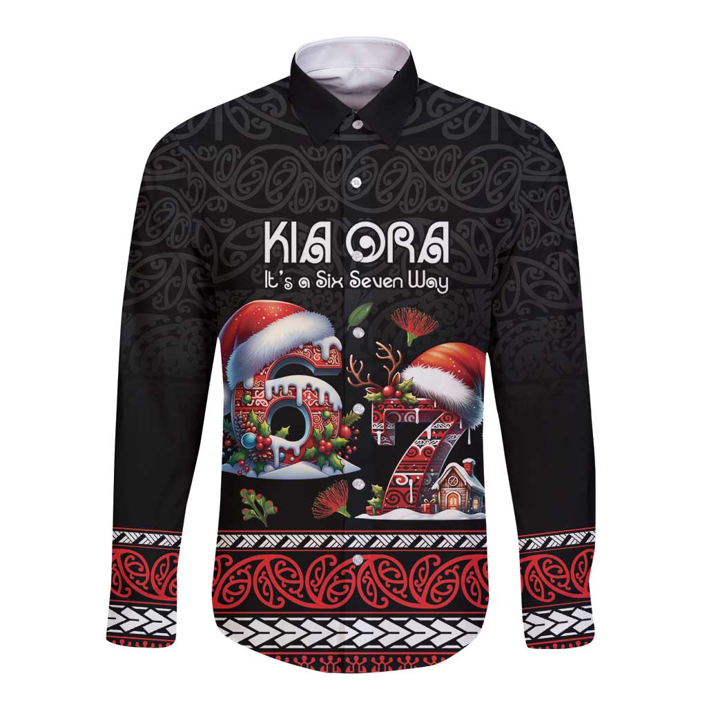Aotearoa Six Seven Personalized Long Sleeve Button Shirt New Zealand Funny Christmas - Polynesian Pride