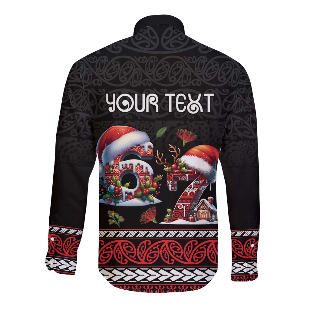 Aotearoa Six Seven Personalized Long Sleeve Button Shirt New Zealand Funny Christmas - Polynesian Pride