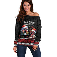 Aotearoa Six Seven Personalized Off Shoulder Sweater New Zealand Funny Christmas LT9 Women Red - Polynesian Pride