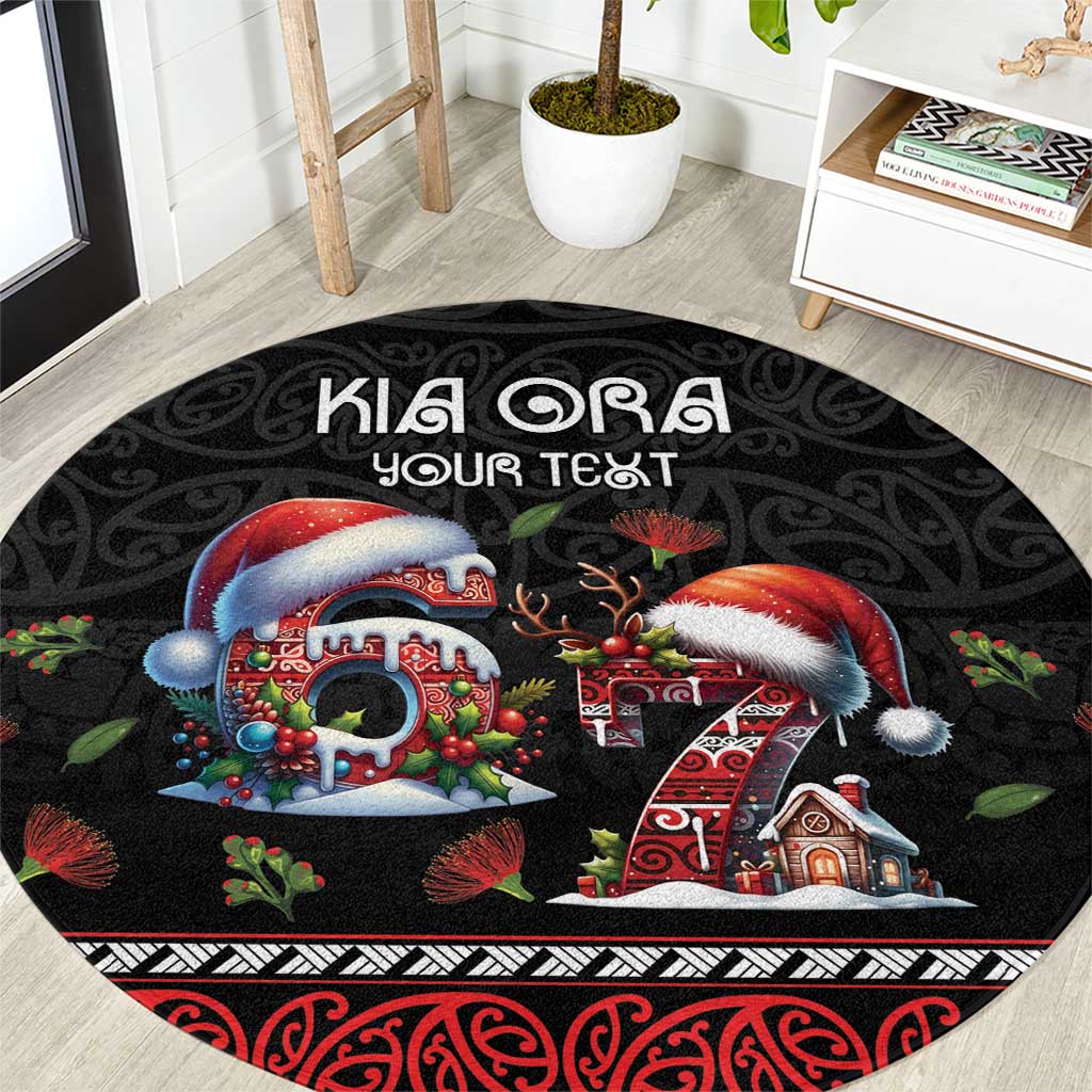 Aotearoa Six Seven Personalized Round Carpet New Zealand Funny Christmas - Polynesian Pride