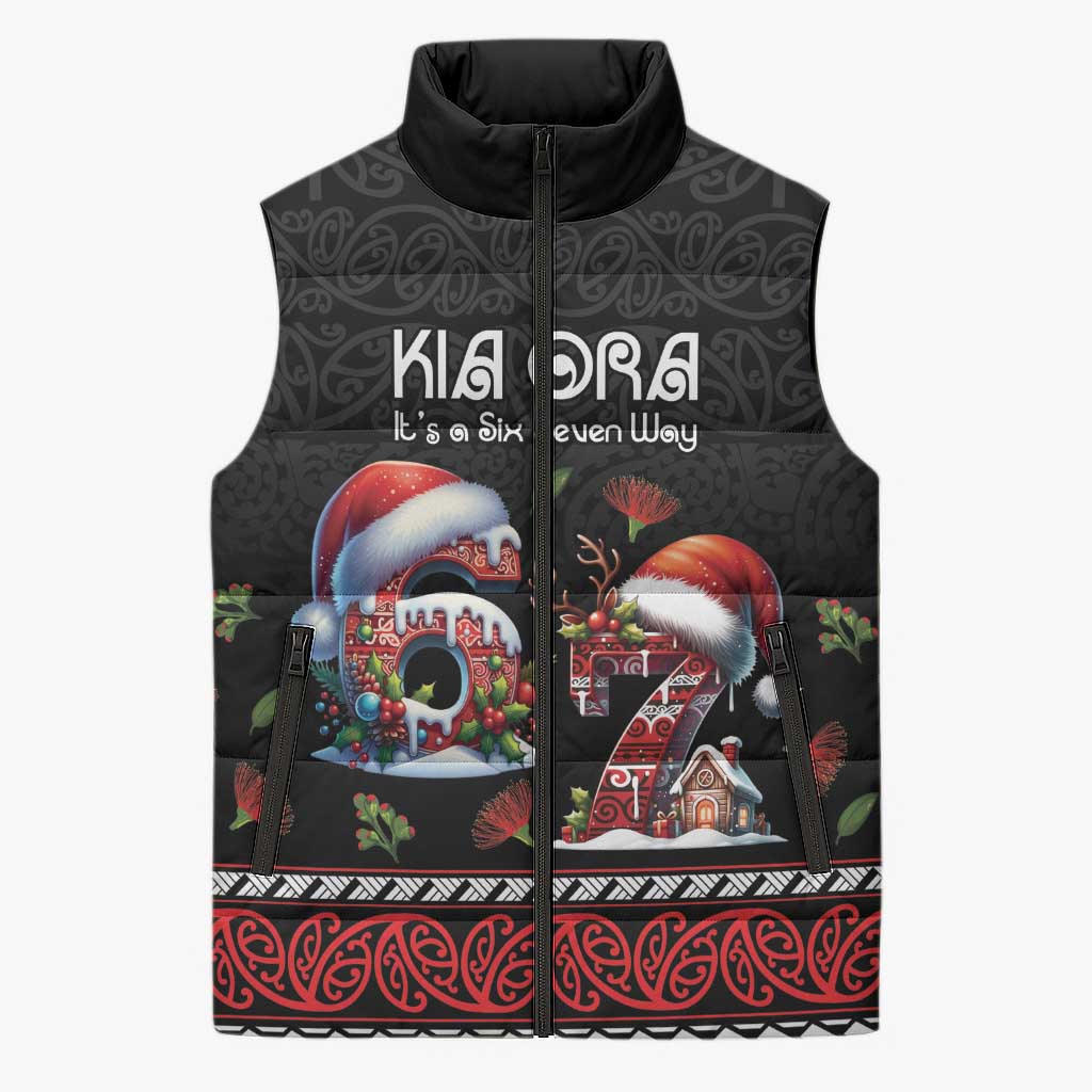 Aotearoa Six Seven Personalized Sleeveless Puffer Jacket New Zealand Funny Christmas - Polynesian Pride