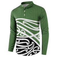Green Fern New Zealand Kowhai Ngutukak Button Sweatshirt - Polynesian Pride