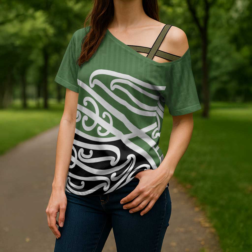 Green Fern New Zealand Kowhai Ngutukak Cross Shoulder Shirt - Polynesian Pride