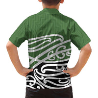 Green Fern New Zealand Kowhai Ngutukak Family Matching Off Shoulder Short Dress and Hawaiian Shirt - Polynesian Pride