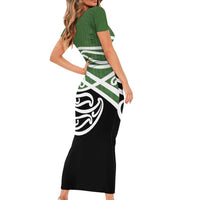 Green Fern New Zealand Kowhai Ngutukak Short Sleeve Bodycon Dress - Polynesian Pride
