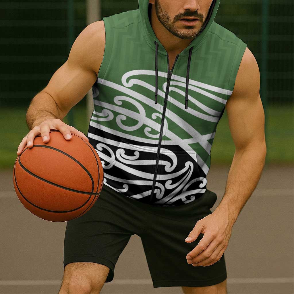Green Fern New Zealand Kowhai Ngutukak Sleeveless Zip Hoodie - Polynesian Pride